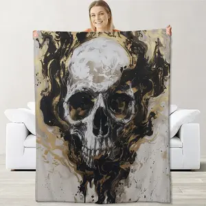 Skull blanket for adults, children and men, flank blankets with skull, gift, marble-style skull blanket skull decoration