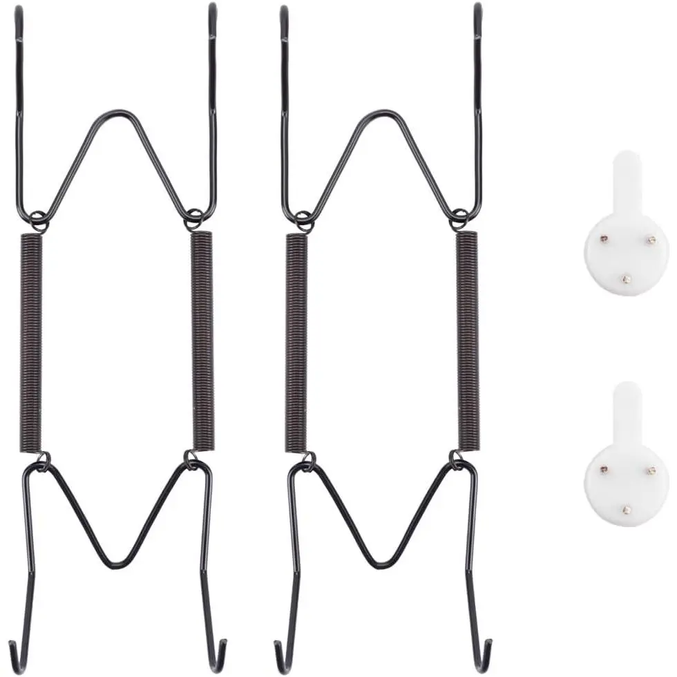 2 Pack Plate Hangers for The Wall, Suitable for 6-8 inch Art Plate, Stainless Steel Invisible Heavy Duty Wire Plate Holder with Wall Hooks, Plate Hangers for Displaying Plates, Platter, Dish, Black