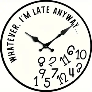 25cm Silent Wooden Wall Clock – Creative Fun Design, Non-Ticking Quartz, DIY Installation, Battery Operated (AA Not Included), Perfect for Home Decor & Gif