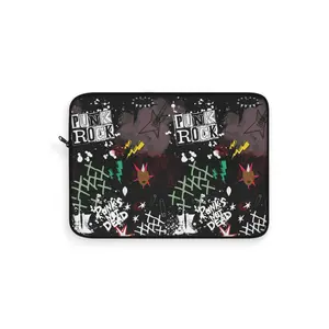 Punkitude 12inch Polyester Punk Rock Laptop Sleeve, Lightweight Top Load Zip-Up Front Case with Stylish Front Print for Day-to-Day Protection, Unique Gift for Tech Lovers