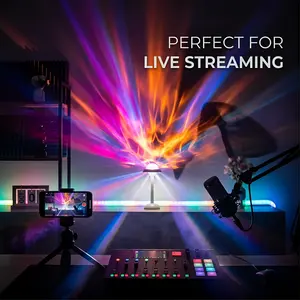 Ocean Wave Projector Table Lamp 16-color Atmosphere USB Rechargeable Wireless Night Light with Remote Control Dimmable Touch Desk Lamp for Bedroom Living Room Study Home Perfect Gift for Festivals