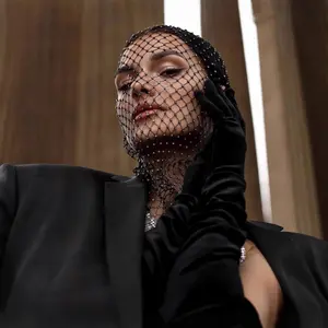 Rhinestone Mesh Headpiece| Full Face Balaclava & Tassel Headscarf Set|A unique, eye-catching gift for fashion lovers, dancers, or anyone who loves statement accessories.
