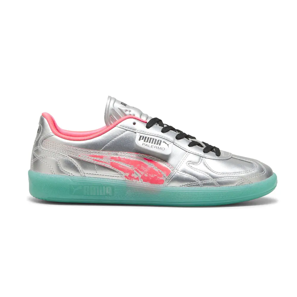 PUMA Mens Palermo New Gen Footy Metallic Lace Up Sneakers Shoes Casual - Silver