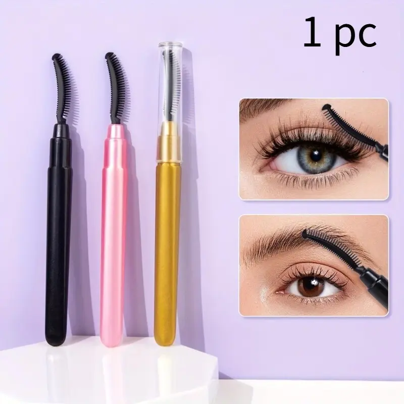 Portable Soft Silicone Eyelash Brushes with Dustproof Cover, Makeup Brush Tool for Daily Mascara Application, Eyelash Grooming Separator Comb