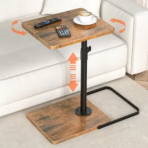 TV Tray Table for Couch - Adjustable Height & 360?Swivel Panel Design,Larger Metal and Wooden Base to  Slipping,Sofa Armrest Tray Table for Eating Laptop Couch Bed Dinner or Small Space