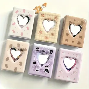 1pc Mini photo album, cute heart-shaped card holder, suitable for Kpop idol polaroid photos, mini heart storage album, portable small size photo Polaroid collection, Decor