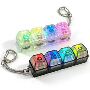 Glowing Keyboard Fidget Keychain, Light Up Keys, 4-In-1 Decompression Button, Stress Relief Fidget Gift