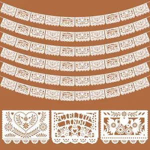 6 Pack Mexican Papel Picado Banner  Design Fiesta Decorations for Wedding Bridal Shower Engagement Party Baptism First Communion Birthday Cinco de Mayo Decor