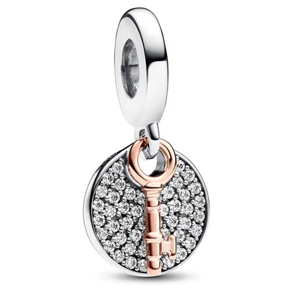 Pandora Two-tone Key to Happiness Double Dangle Charm 783236C01