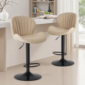 Bar Stools, Modern Swivel Bar Chairs, Adjustable Fabric Upholstered Barstools Counter Height with Backrest for Bar, Kitchen Island, Dining Room Bar Stools, Modern Swivel Bar Chairs, Adjustable Fabric Upholstered Barstools Counter Height with Backrest for Bar, Kitchen Island, Dining Room