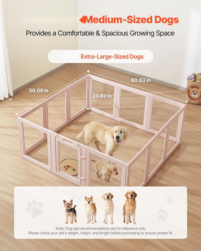 Dog Whelping Box With Window Transparent Playpen For X-Large Dogs 60x59x23 Inches Durable Steel Frame Safe Non-Toxic Materials Anti-Chew Panels Easy Assembly Indoor Outdoor Use Portable Pet Pen Ideal For Puppies And Training