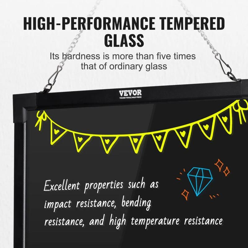 VEVOR LED Message Writing Board, TikTokShopBlackFriday, 24"x16" Illuminated Erasable Lighted Chalkboard, Neon Effect Menu Sign Board, Drawing Board with 8 Fluorescent Chalk Markers and Remote Tested to UL Standards