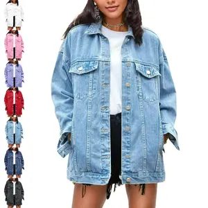 Women’s oversized mid-length denim jacket; men’s fitted denim jacket with pockets; casual loose denim jacket; spring declaration