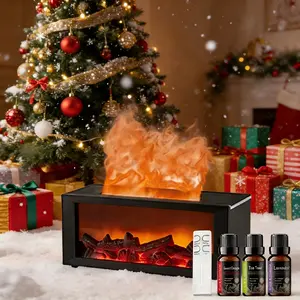 Simulated Flame Fireplace Humidifier | Upgraded Quiet Aromatherapy Machine with Long-Lasting Fragrance - Perfect Household Bedroom Decor for Christmas & Home Ambiance