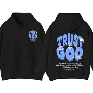 Trust God Christian Hoodie, Proverbs 3:5-6 Bible Verse Graphic Pullover, Faith-Based Streetwear Back Print Hoodie, Inspirational Unisex Casual Hoodie