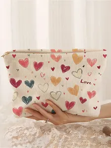 Fun Pattern Corduroy, Lightweight Travel Zipper Cosmetic Pouch, Travel Cosmetic Bags, Makeup Organizer Pouch, Versatile Toiletry Organizer For Women And Men Gift ,Thickened Version