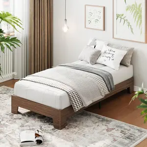 Garvee - XL Twin Bed Frame, Wooden Bed Frame with Wooden Slats and Metal Slat Support, 10.2 Inch Under Bed Storage Space, No Headboard