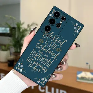 Bible Verses Inspired Luxury Black Shockproof Case with Trendy Design and Omni-Directional Lens Cover For SamSung For Galaxy S20 S21 S23 A52 A53 A54 A14 A25 A34 A32 A05s A15 Ultra Plus FE 5G 4G Screen Protector Smartphone Silicone Cellphone