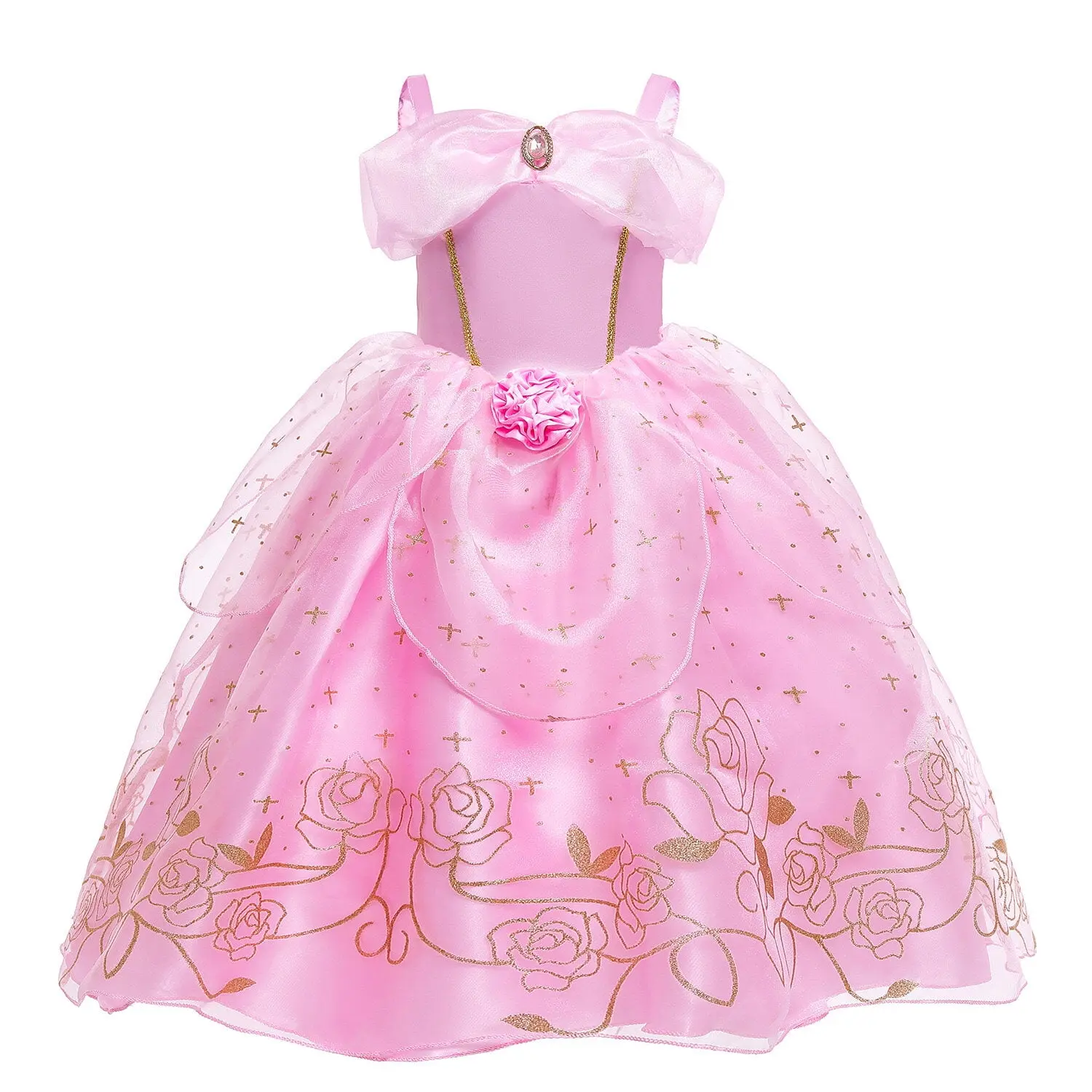 Pink Princess Dress up Fairy Costume Birthday Party Outfit for Toddler/Little Girls