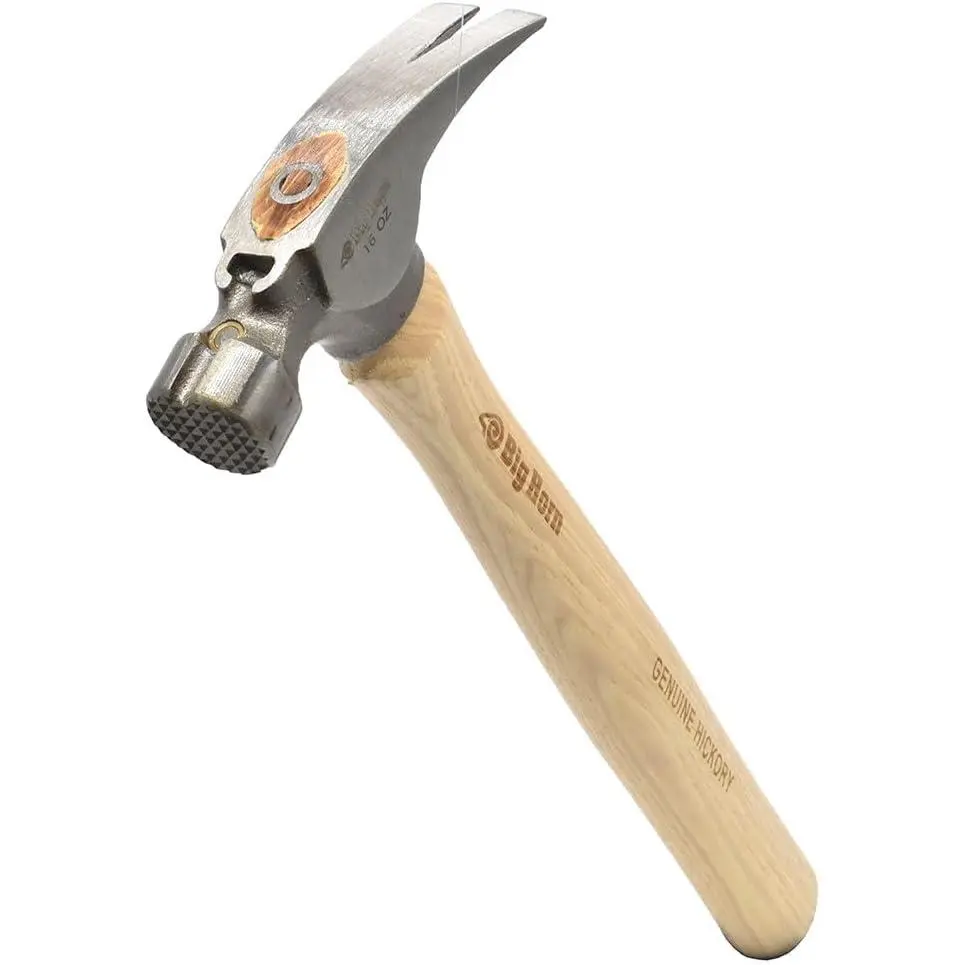 Big Horn 15127 16 Oz California Claw Hammer – Milled Face, Magnetic Nail Starter, Forged Steel Head, Straight Hickory Handle for Construction, Carpentry & Framing Work