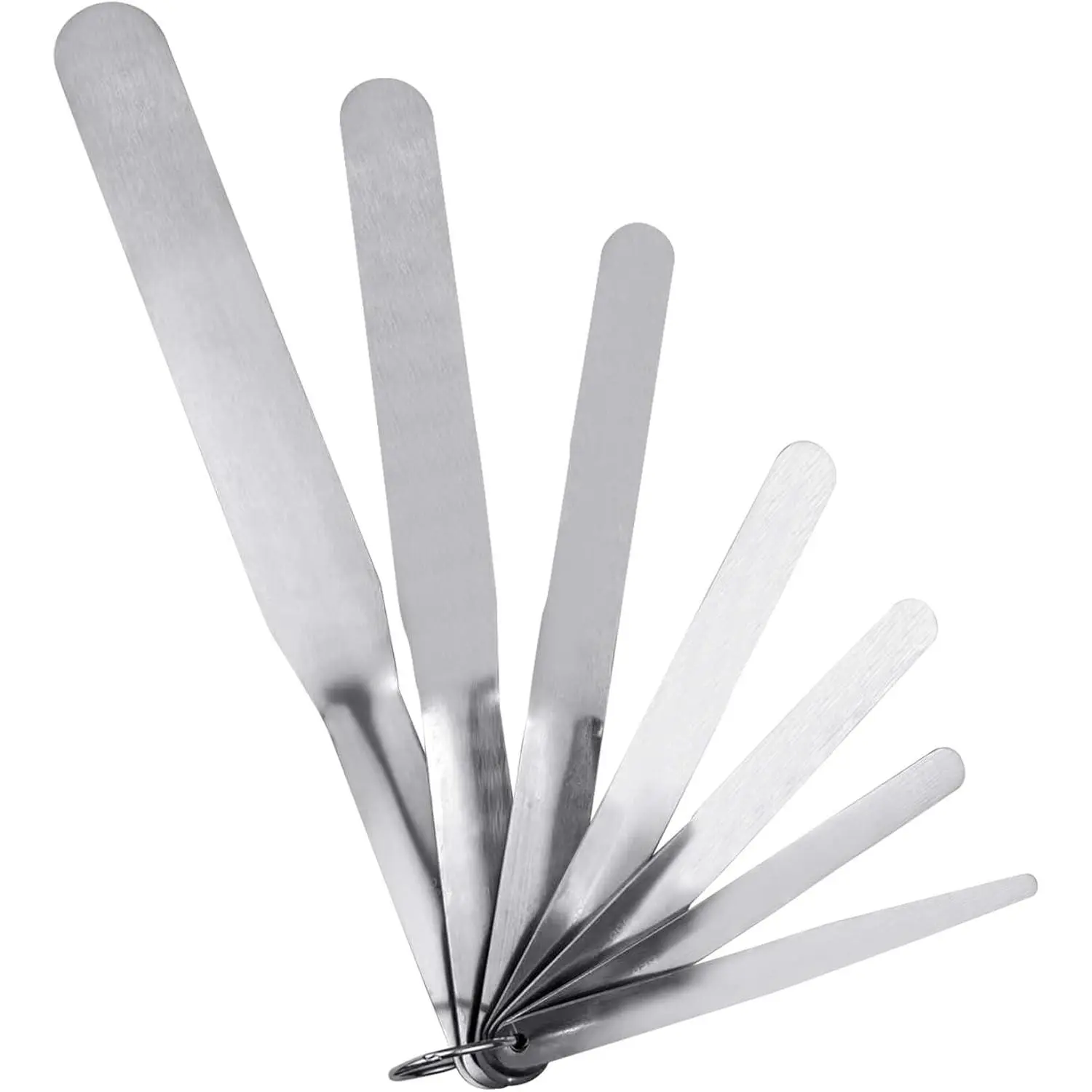 7- Caulking Spatula Tool Set, Stainless Steel Caulk Finishing Tools with Curved Streamline Spatulas, Tip Widths from 3/8" to 1-1/2" for Sealing, Smoothing, and Adhesive Work