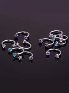 1/5pcs Star Round Synthetic Synthetic Zirconia Horseshoe Cartilage Tragus Helix Tragus Earring Hoop Stainless Steel Eyebrow Lip Ring Labret Retainer Septum Piercing for Women