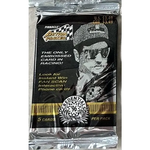 1996 Pinnacle Action Packed Credentials NASCAR Auto Racing Vintage Set Trading Card Pack - 6 Cards, No Duplicates, for NASCAR Collectors