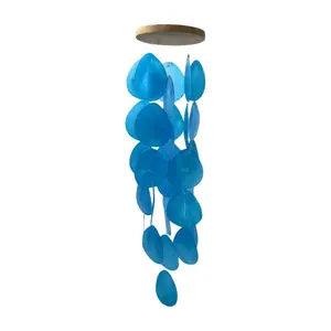 Wind Chimes for Outside - Capiz Shell - Water Drop Blue