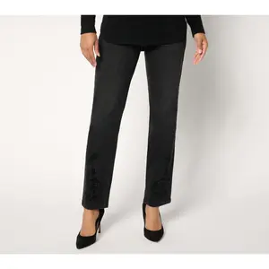 Isaac Mizrahi Live! Regular True Denim Black Flocked Jeans