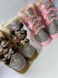 Bling Bow Boots with rhinestone sparkle and 3 bling bows