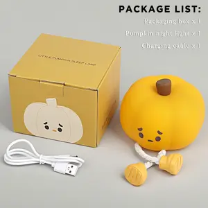 Pumpkin Night Light, Rechargeable Dimmable Baby Light, Halloween Night Light with Timer, Soft Squeezable Touch Lamp Cute Lamp, for Bedroom Desk Decor & Fall Thanksgiving Gifts