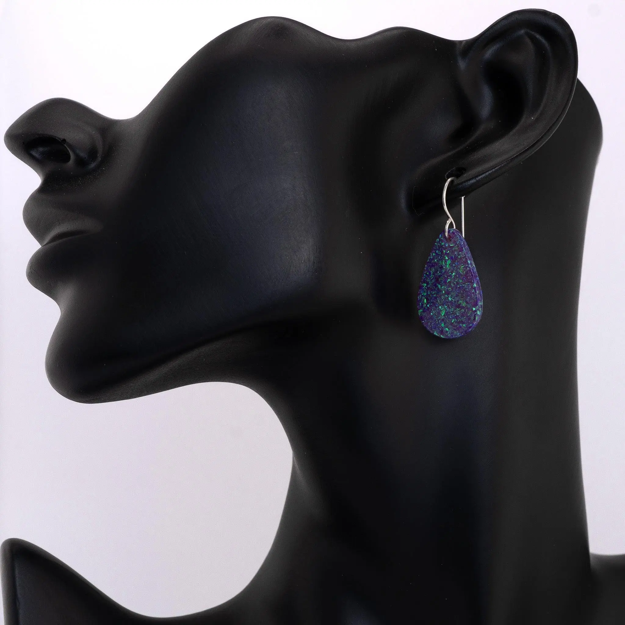 Nebula Blue Opal Teardrop Earring, Small