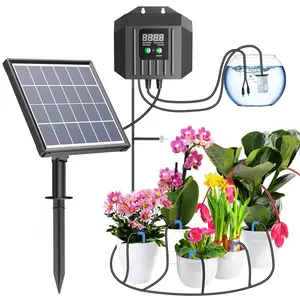 Solar Drip Irrigation System, Digital Programmable  Watering Kit with 2200mAh  for 15 Potted  Indoor/Outdoor Use