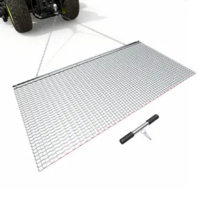 【DealsForYouDays】VEVOR 6x3ft Drag Harrow, Durable Galvanized Steel Mesh Drag Mat Type, High-Efficiency Chain Harrow Rake, ATV-UTV-Tractor Attachment with Towing Chain, for Gravel Driveway Ruts Farm Field Leveling