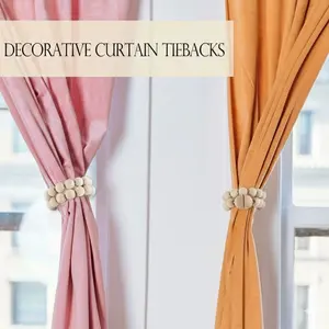 Beaded Curtain Tiebacks Magnetic: Cute Baby Nursery Decor Boho Curtain Tie Backs Holders Curtain Holdbacks Magnetic Ties Backs for Drapes & Sheer Boho Home Decor