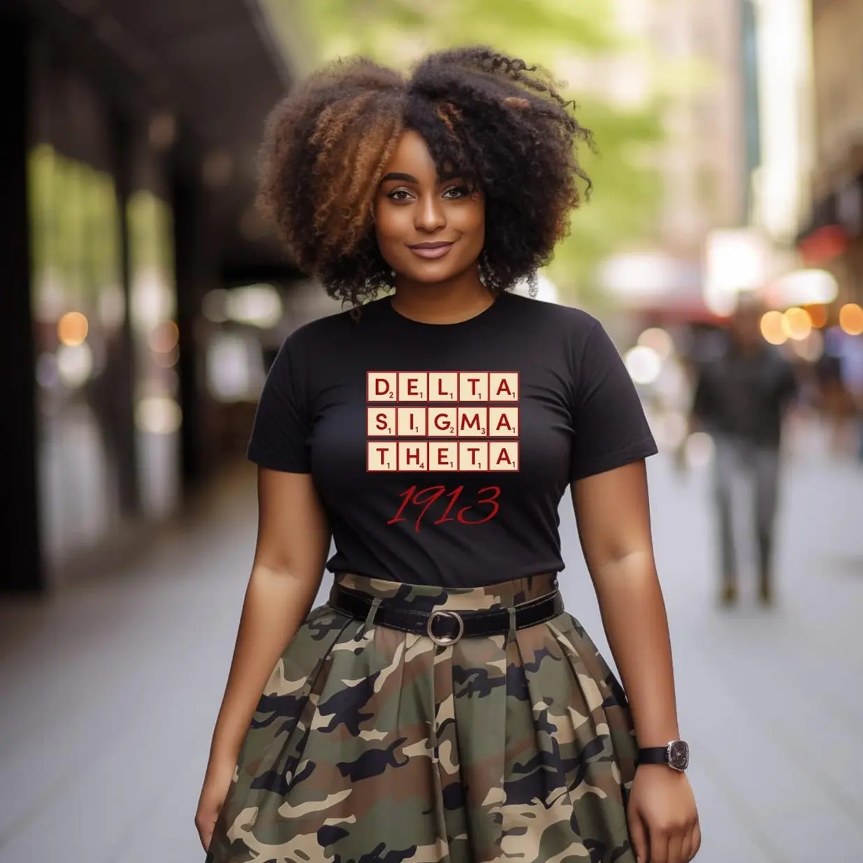 Delta Sigma Theta Scrabble T-Shirt: Crimson & Cream, Unisex Fit Runs Small