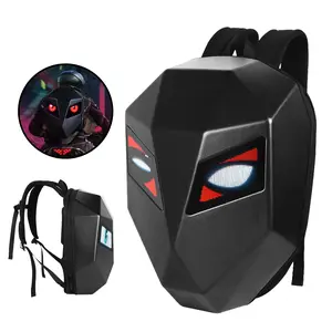 LED Motorcycle Backpack with Laptop Compartment, Hardshell Travel Bag, Detachable Helmet Holder for Men & Women, Ideal for Riding, Camping, Hiking, School, College, Surprise Gift Idea (Requires External Power), Laptop Backpacks