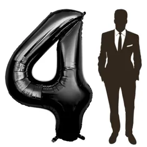 60 Inch Black Number Balloon Large Foil Number Balloons With Base, 0-13 Big Number Balloons for Birthday Party Supplies Decorations