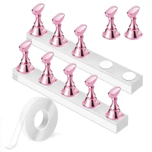 Nail Stand for Nails Art Display Practice Nail Art Manicure Holder for Painting Nails Stand for False Nail Press On Designs Magnetic Fake Nail Holder with 3M Double-sided Tape For Home DIY Salon Supplies Nail Art Tools