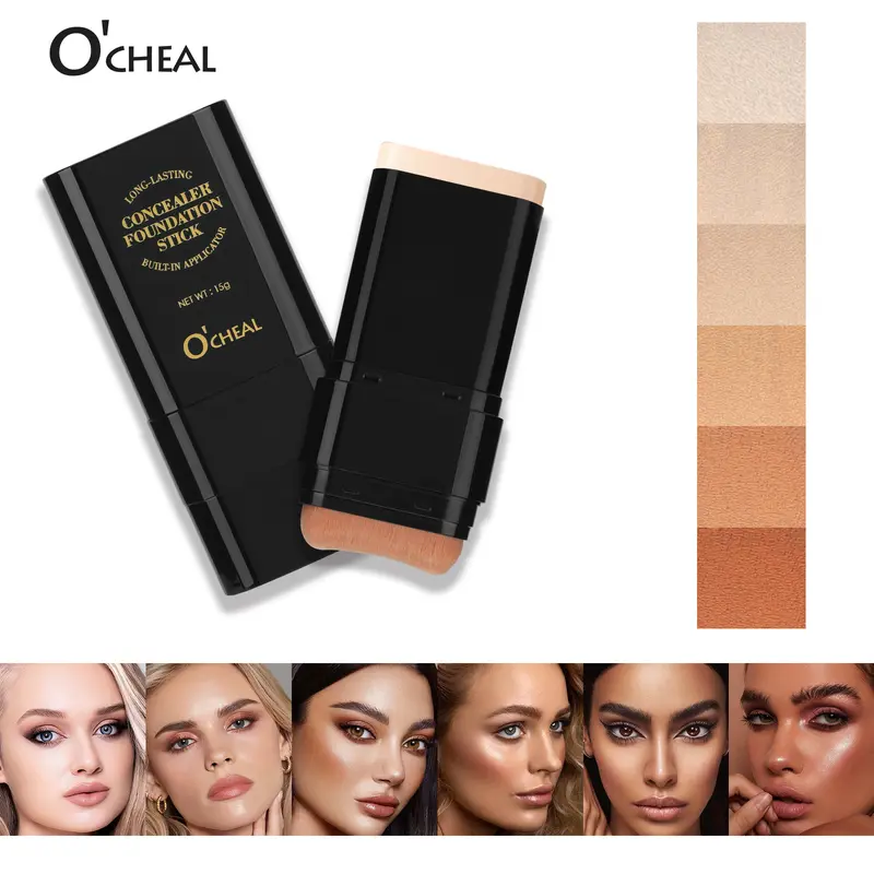 6-Color Dual-Ended Make Up Beauty Stick Pack Concealer & Foundation - Lightweight Stick Slips Into Handbags, Assorted Shades Blemish Balm for Adults, Acne Marks Coverage, Nose Contour, Uneven Skin Tone, Flawless Finish, Daily Gift (Comes with Bottle), Nat