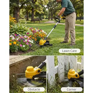 20V Wireless Leaf Blower & String Trimmer Combo - 550CFM 130MPH Performance - 12" Lightweight Weed Wacker - 2 x 2.0Ah Batteries & Charger Included - 2-in-1 Edger for Garden & Yard - Ergonomic Design
