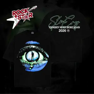 [ Rock Star ] Young Boy v2  Never Broke Again Slime Cry Album 2026 Signature Men's Oversized Cotton Graphic Tee, The 4KT Fans Merch Washed Shirt, Vintage Music Merch Sweatshirt Hoodie T-Shirt, Retro 90s Rap Style, New Album Gift For Fans