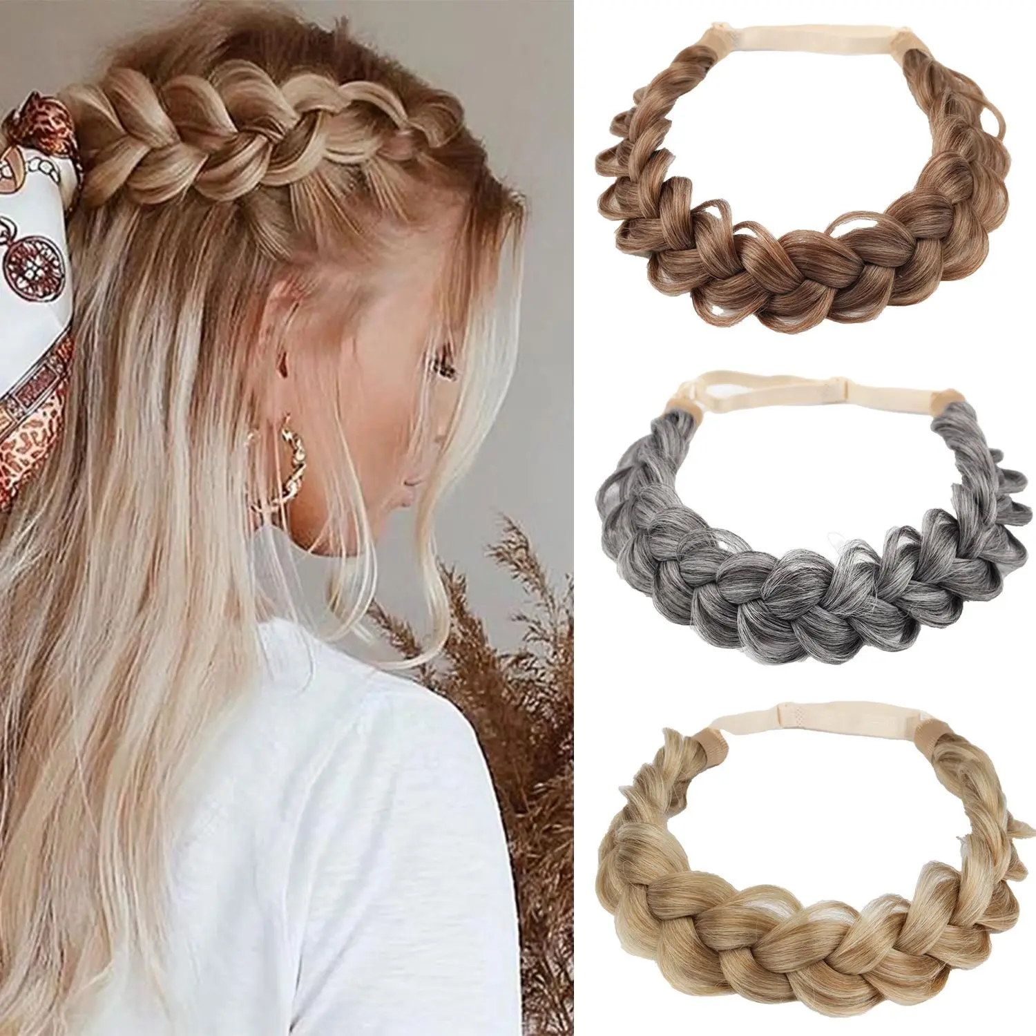 Women's Adjustable Headband Wig Bun, 2025 Winter Essential, Quick Styling for Daily Wear