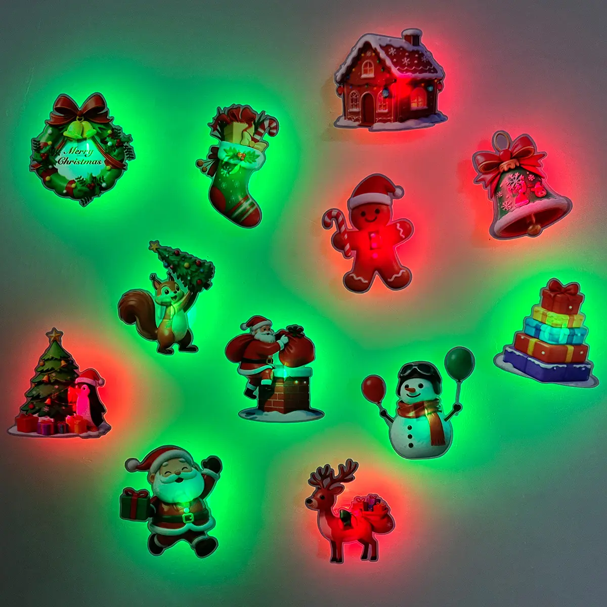 Christmas 3D Glowing Wall Decals, Christmas Wall Decals, Glow in The Dark Walldecals, Glowy Santas Twinkly Snowflakes for Xmas Party Bedroom
