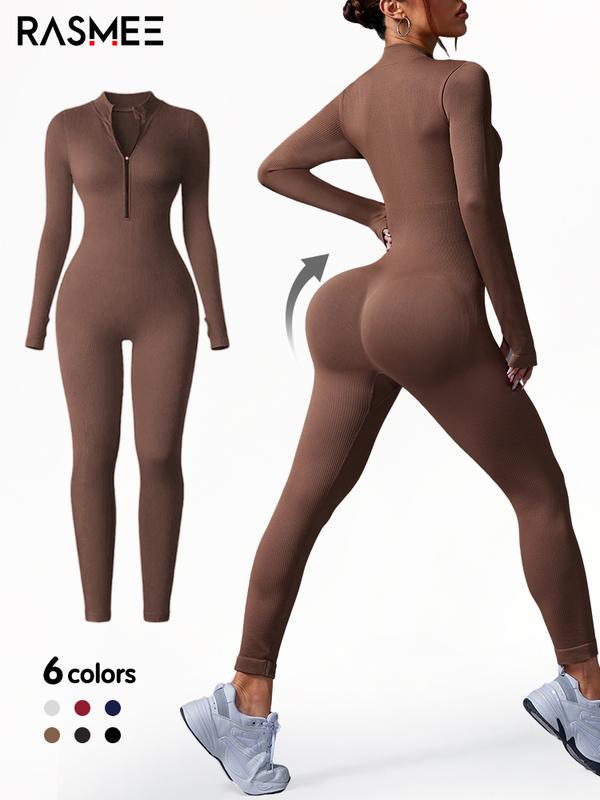 RASMEE Ladies' 3 Piece Slim Fit Sports Jumpsuit with Tight Waist Design Unique Tailoring Pure Color Indoor Outdoor Wear Fashionable Sportswear for Gyms and Sports Activities Fitness Outfit Stretchable Activewear