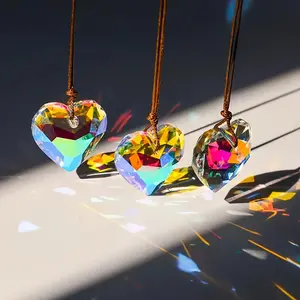 2-Pack 30mm Crystal Heart Ornaments, 2-Pack Valentine's Day Birthday Christmas Gift, 2-Pack Crystal Light Catchers