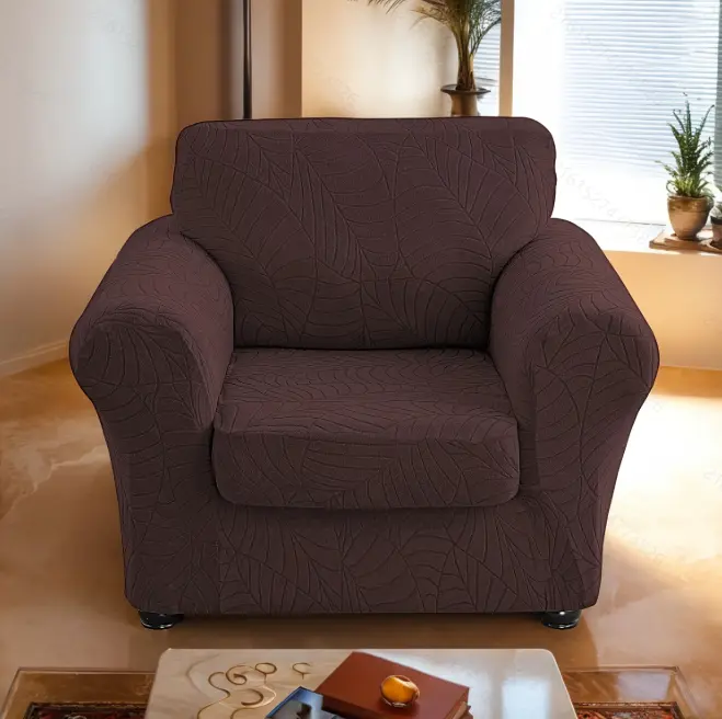 Stretch Sofa Couch Cover for 1 Cushion Couches, Washable Jacquard Slipcover with 1 Separate Seat Cushion Covers, Pet Friendly Sofa Protector