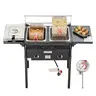 【Fallpicks】VEVOR 16qt Capacity Outdoor Propane Deep Fryer, Dual Cooking Fryers with Double Burners, Stainless Steel Cart with 2 Baskets: Fry+Cool, 2-Table Prep Space, Removable Lids, Tanks, Thermometer & Regulator, Household Appliances for Outdoor Cooking
