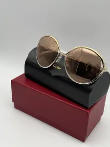 Pre-owned Cartier Square Frame 18K Gold Plated Unused Accessory with Red Box and Black Case