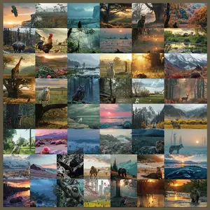 Landscape Pattern Sticker, 50pcs/set Self Adhesive Decorative Sticker, DIY Decals for Water Bottle Laptop Phone Case Scrapbooking Journal Making